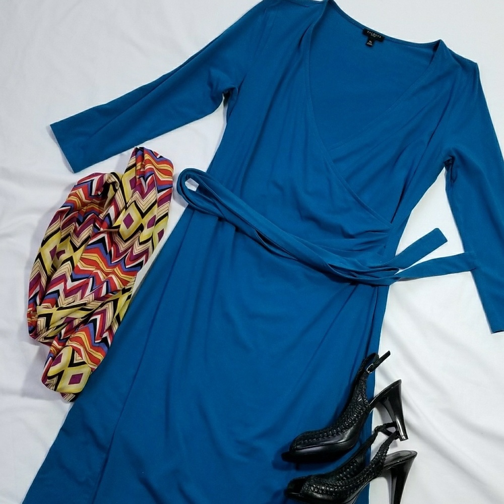 Talbot faux Wrap blue longsleeve Shirtdress - Picture 9 of 9